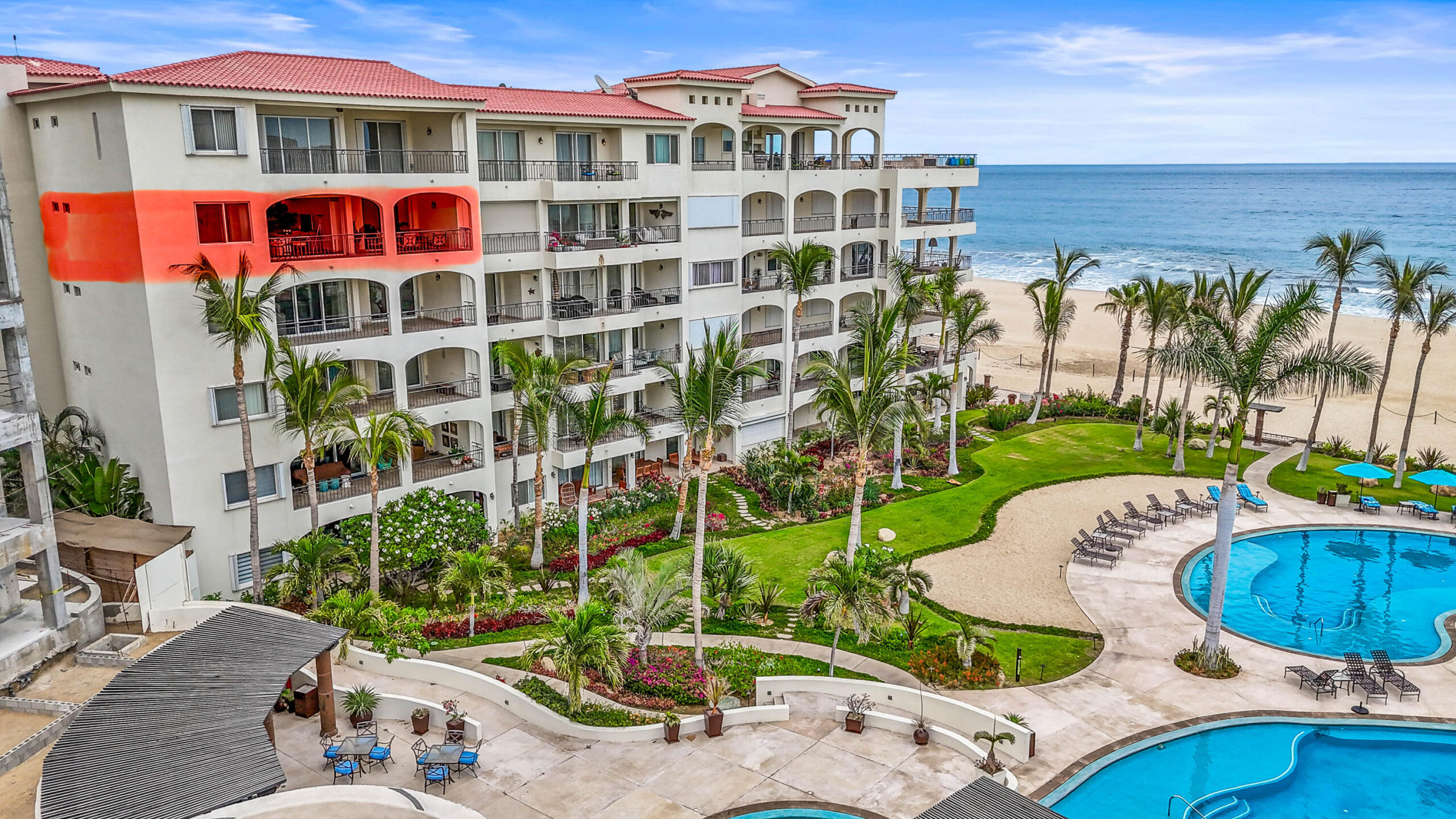 Los Cabos Tortuga Bay Location is everything at upscale, BEACHFRONT, TORTUGA BAY. #1503 is a 2 BD/2BA on the 5th floor of the 1st phase of this exclusive enclave of 33 luxury condominiums, Generous 2000 sq ft floor plan is bright and airy. Pocket doors open indoors out to the covered patio. Perfect for for sale
