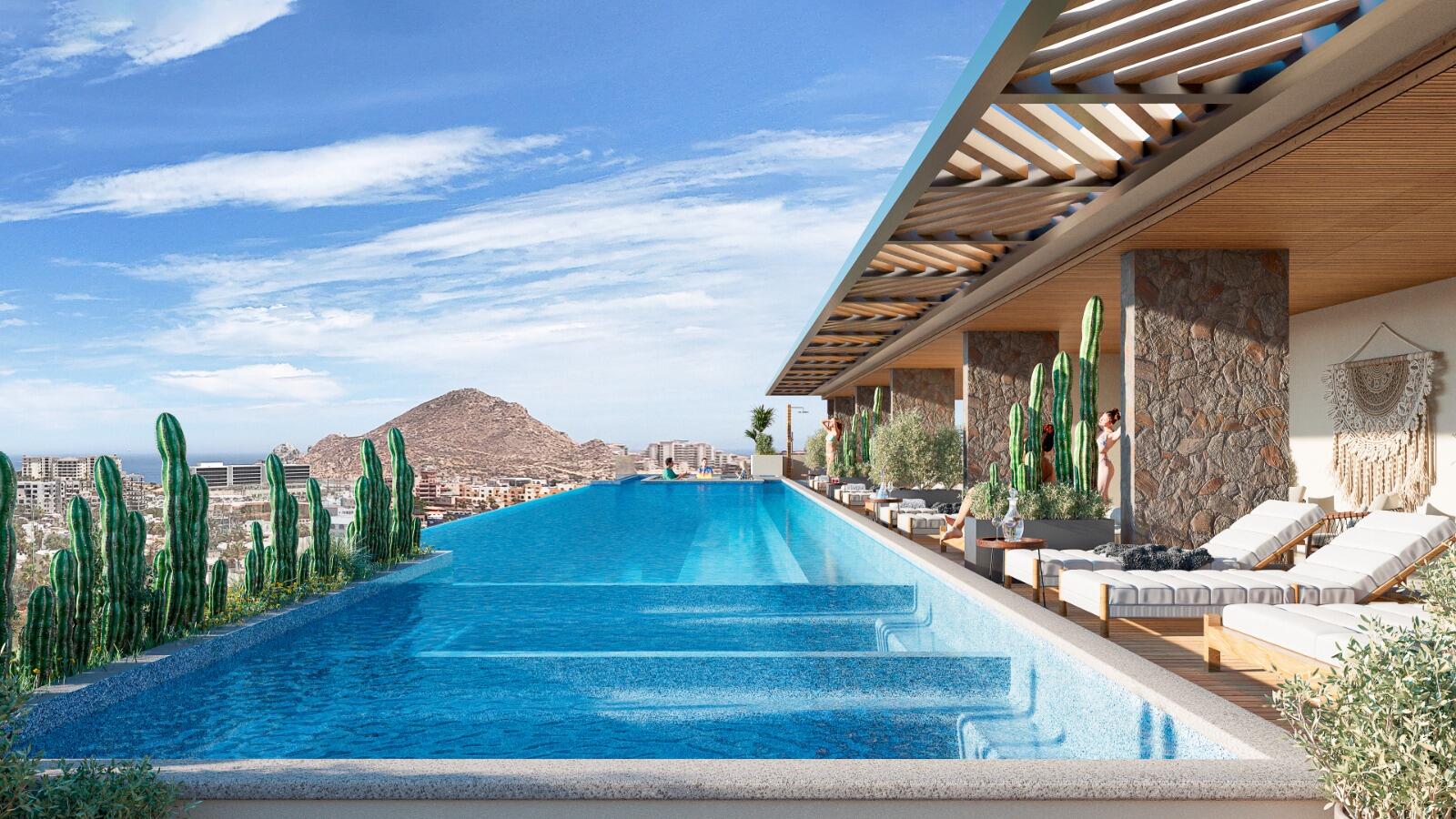 Los Cabos Terra 192 Discover Terra 192, an exclusive residential development currently in presale, located in the heart of Cabo San Lucas, just 300 meters from downtown. This boutique project offers 48 luxury condos with modern design and top-tier amenities, making it an ideal investment opportunity or personal retreat.Unit #208Condo Features: " 1 Studio " 1 full bathrooms " kitchens with quartz countertops " Mini-split air conditioning units " Built-in closets included " Unit 60 mt2 Development Amenities: " Rooftop infinity pool with lounge area " Fully equipped gym " Pool bar and hammock area " Elevator for convenient access " Lobby with concierge service " 24/7 security and controlled access üPricing & Delivery: " Price MN for sale