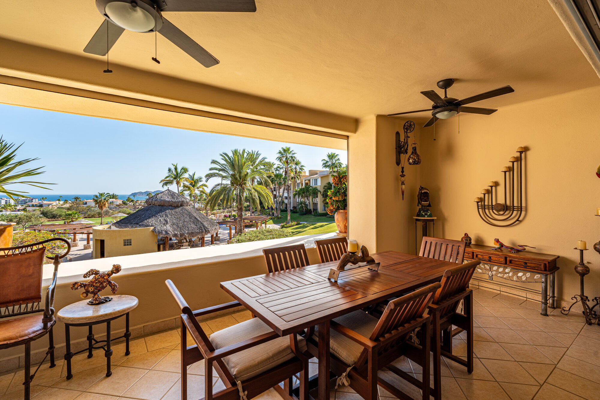 Los Cabos Gardenias Wake up to Baja sunrises from your primary bedroom's private balcony, or host friends on the main terrace overlooking the ocean and fairways from your 2 bedroom condo. Enjoy premium amenities like pickleball courts, a pool, jacuzzi, and a gym. Whether you are hitting the championship course in the morning, playing pickleball with neighbors, or just relaxing under the community palapa, the lifestyle here is completely effortless. This is an ideal match for those looking to downsize the maintenance while keeping the luxury lifestyle. The interior features brand new appliances and zero maintenance hassle. A big plus: it includes a valuable, large private garage perfect for your vehicle and golf gear. for sale