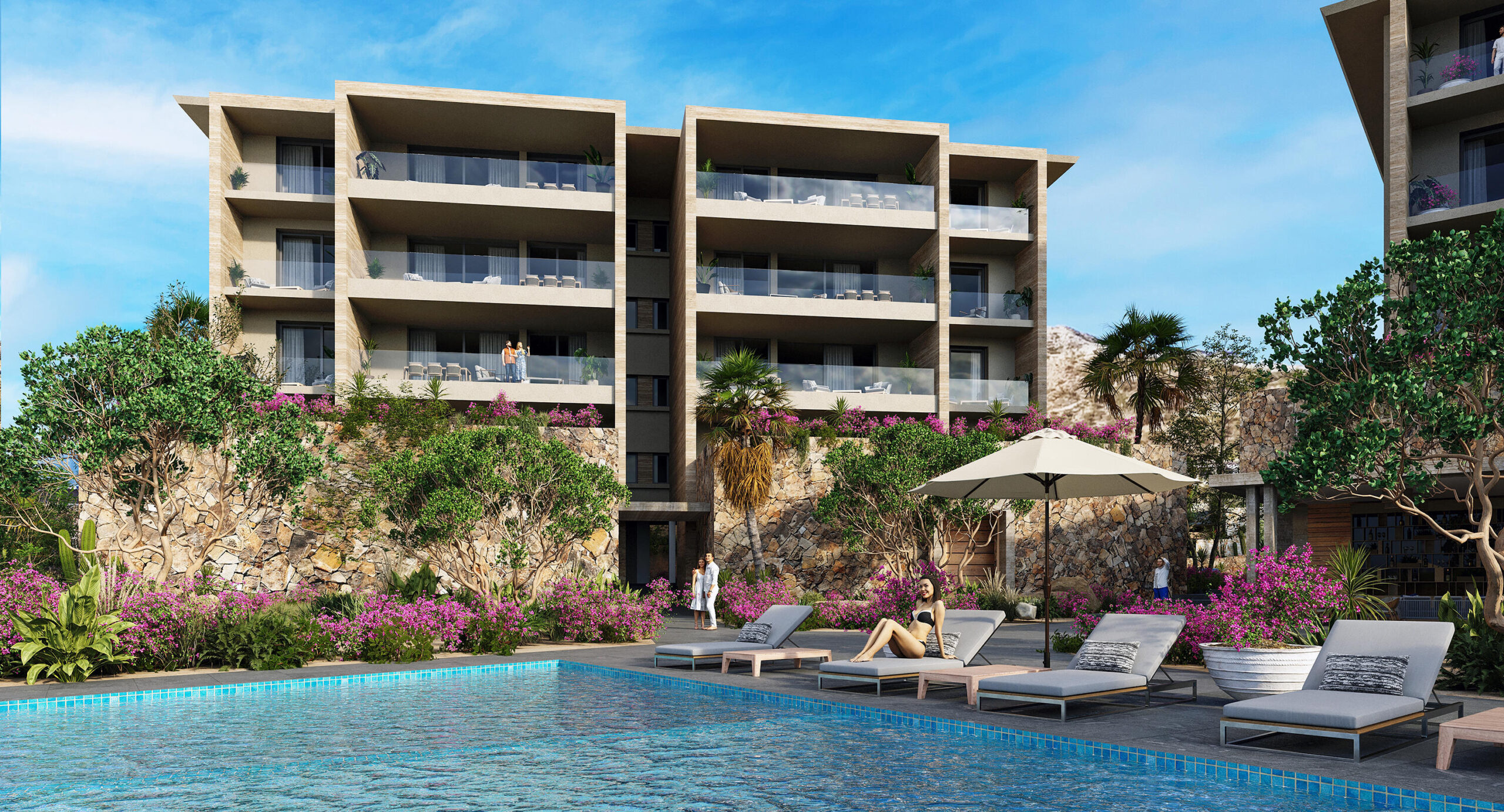 Los Cabos La Reserva At Querencia Welcome to La Reserva in Los Cabos Querencia, by Tempo Development. This sixteen-unit boutique development sits on two-acres and is due for completion in spring 2026. These three-bedroom, plus study residences or four-bedroom are carefully designed with on-site amenities, including the owners' indoor-outdoor fitness center, heated pool with jetted-spa, and owner's lounge. Residence B-301 is a four-bedroom unit on the third floor. Querencia offers a Tom Fazio golf course and club amenities. La Reserva is in the Horizantes subdivision, three minutes from the entry gate and beach club, and five minutes to the club village. See Supplement Features:Other features include an open floor-plan, ten foot high ceilings, professional kitchen with waterfall island and laundry room. The finishings reflect the natural surroundings with travertine marble floors, Parota and Oak wood cabinets and doors, neutral color pallet, and flagstone rock walls. The air-conditioned space is 2,800 square feet plus a terrace area of 667 square feet. Owners qualify to apply for a social or golf membership. Querencia recently completed its owners beach club with easy access from within the gates. La Reserva has been mindfully designed by Carranza Ruiz Arquitectos and developed by Tempo Development.Construction began March of 2024.Ask about the outdoor grill station, wine fridge, hurricane shutters and outdoor fire-pit upgrades.Water purification provided for each building. A gas generator will be provided for each unit. for sale