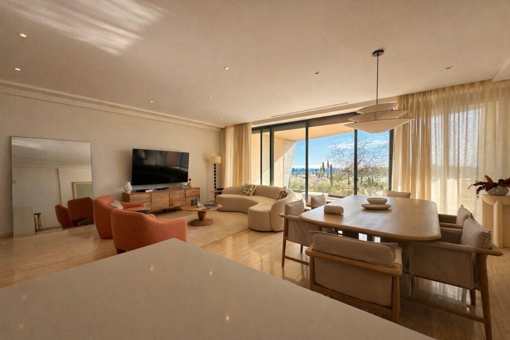 Los Cabos Mistiq Los Cabos Discover MISTIQ Los Cabos, an exclusive residential development in the desirable Cabo Corridor. This beautifully designed residence offers 158 m² of living space with 2 bedrooms and 2.5 bathrooms, featuring a layout that maximizes natural light and indoor-outdoor living. The unit is fully furnished and equipped, ready to enjoy. Residents of MISTIQ Los Cabos enjoy resort-style amenities, elegant common areas, and a prime location just minutes from beaches, golf courses, restaurants, and the Marina of Cabo San Lucas. – Mistiq, Cabo Corridor, Cabo Corridor, BS