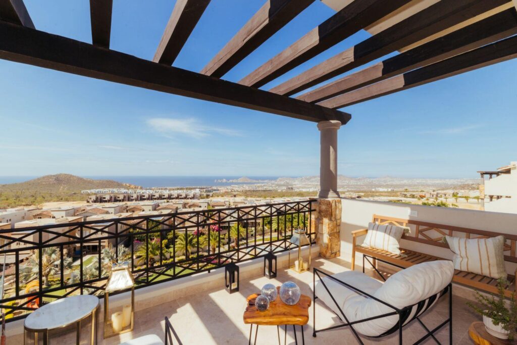 Los Cabos Ventanas Experience elevated coastal living in this spectacular turnkey penthouse, perched atop the highest tower in the development—where building heights vary, but this one stands above the rest.This beautifully furnished 3-bedroom, 2-bath residence offers 1,458 sq ft of total indoor-outdoor living space (1,315 sq ft interior + 143 sq ft terrace) with direct, unobstructed ocean – Penthouse Ventanas 3B, Cabo Corridor, Cabo Corridor, BS