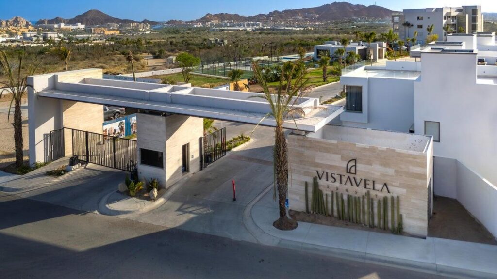 Los Cabos Vista Vela Sunset This spacious third floor condo combines modern luxury with a premier location! Vista Velas Sunset is located 5 minutes from Medano Beach and the Marina.This condo features 3 ensuite bedrooms as well as an open floorplan which provides the perfect indoor /outdoor living experience with its over sized terrace. – Vista Vela Sunset, Cabo Corridor, Cabo Corridor, BS