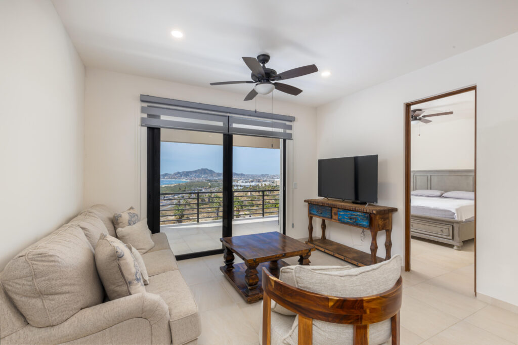 Los Cabos Vistazul TURNKEY AND MOVING READY! , now with a price improvement! Discover your dream retreat at Vistazul 502, a stylish 2 bedroom, 2 bathroom condo in the sought after El Tezal area of Cabo San Lucas. Enjoy open concept living, a spacious terrace, and beautiful mountain and bay – VISTAZUL, Cabo Corridor, BS