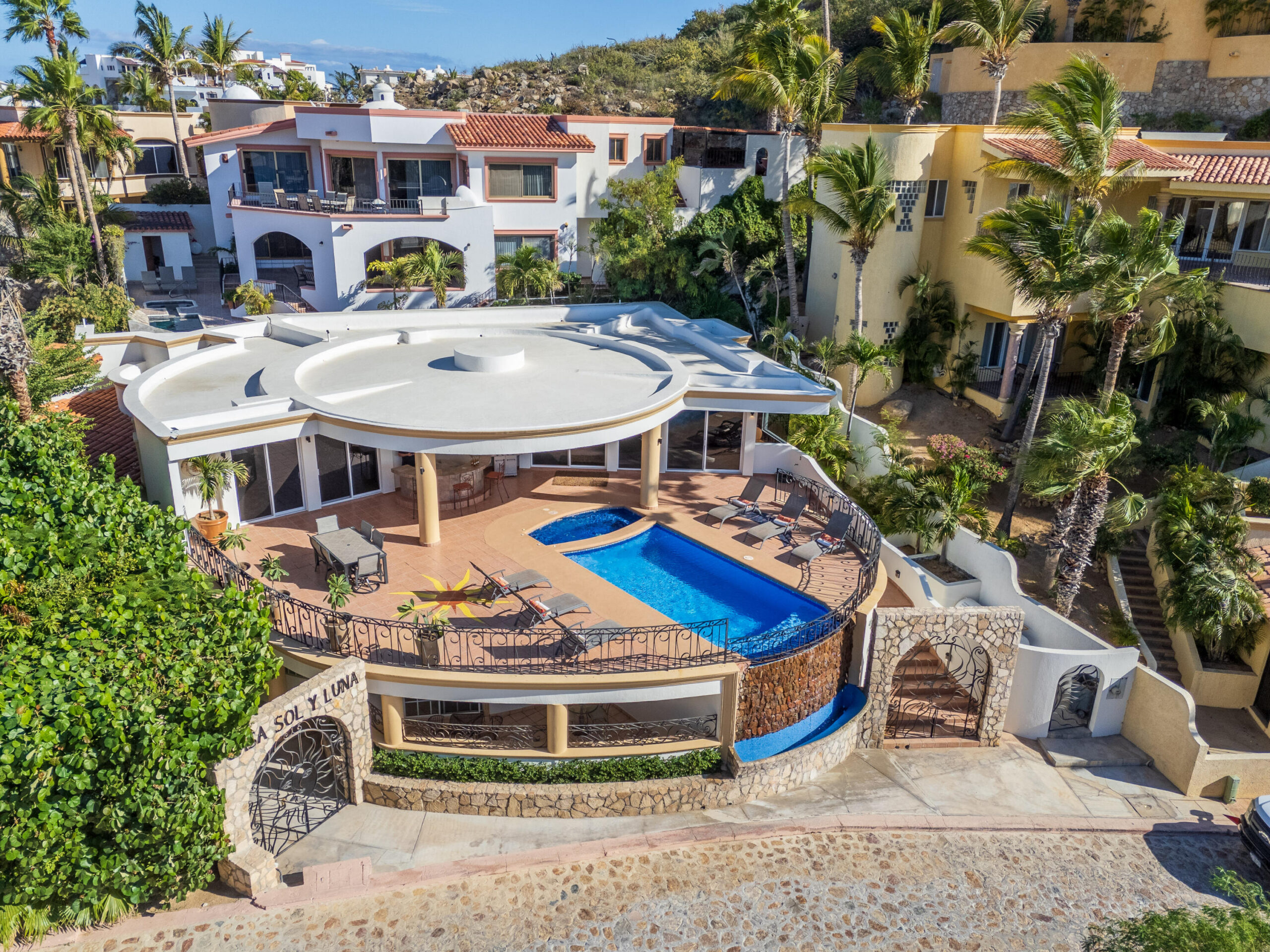 Los Cabos Pedregal Csl Welcome to Casa Sol y Luna, a private hillside retreat in the prestigious gated community of Pedregal. Set on an expansive 898 m² lot, this beautifully furnished residence offers 4 bedrooms, 4.5 bathrooms, and over 596 m² of total living and outdoor space designed to embrace Cabo's indoor-outdoor lifestyle. Enjoy generous terraces, a sparkling pool, and inviting areas for entertaining, relaxing, and taking in the peaceful surroundings. The thoughtful floor plan combines comfort, privacy, and functionality, making it ideal as a full-time residence, vacation home, or investment property. Just minutes from the Marina, downtown Cabo San Lucas, restaurants, and beaches, Casa Sol y Luna delivers the perfect balance of tranquility and convenience in one of Los Cabos' most iconic communities. for sale